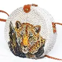 Tiger Painted Deco Round Rattan Bag