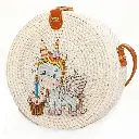 Bali Deco Painted Unicorn Rattan Bag
