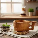 Teak wood motif cup glass