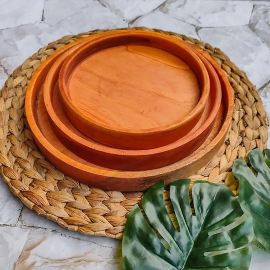 Mahogany Round Tray Plate - Diameter 12 cm