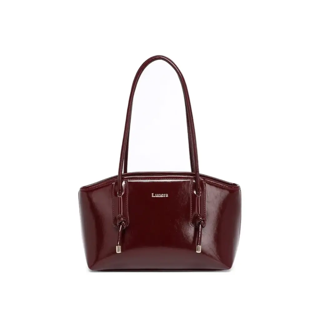 Women's Maroon PU Leather Shoulder Tote Bag