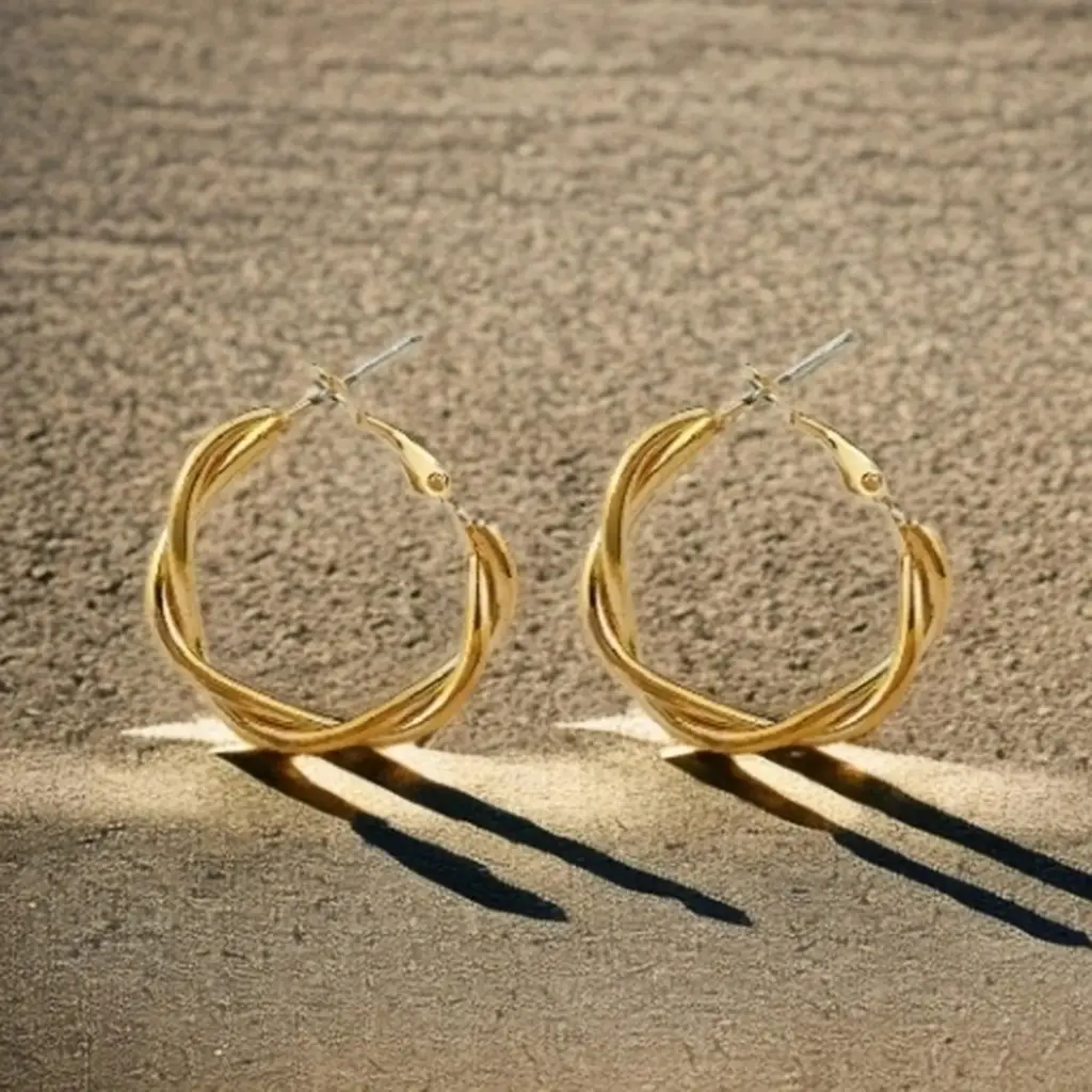 Women's Silver and Gold Earrings, Imported Korean Gold, Jewelry Accessories - Gold