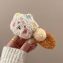Women's Hair Clip with Doll Motif, Soft Fur Material, BEAR APRIKOT