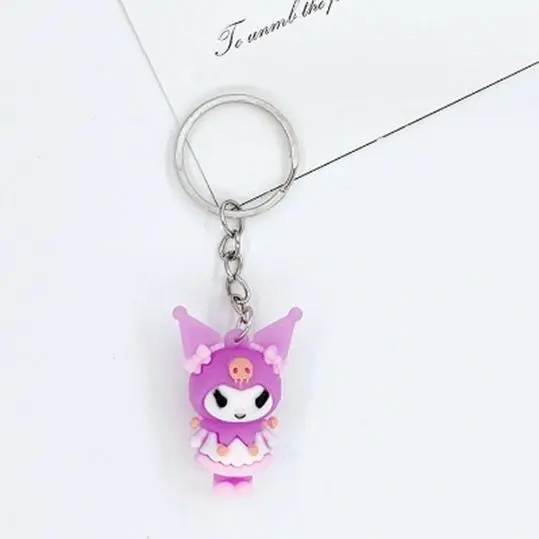 Sanrio Hello Kitty Melody Kuromi Cinnamoroll Character Keychain - Purple Kuromi