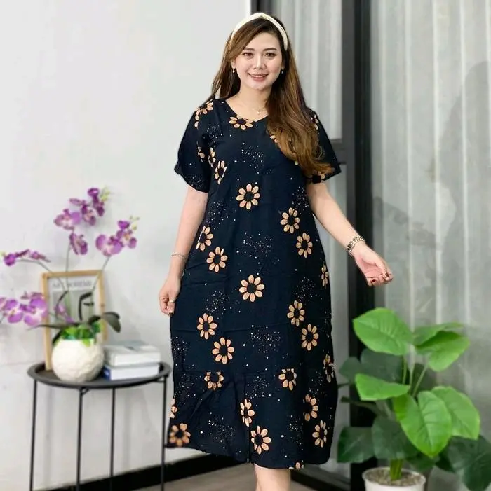 Premium Rayon Front Zipper Princess Daster - black princess