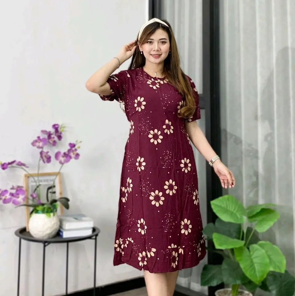 Premium Rayon Front Zipper Princess Daster - Maroon princess 