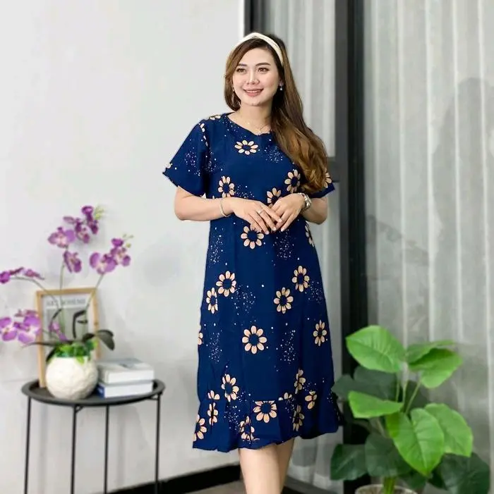 Premium Rayon Front Zipper Princess Daster - Navy princess 