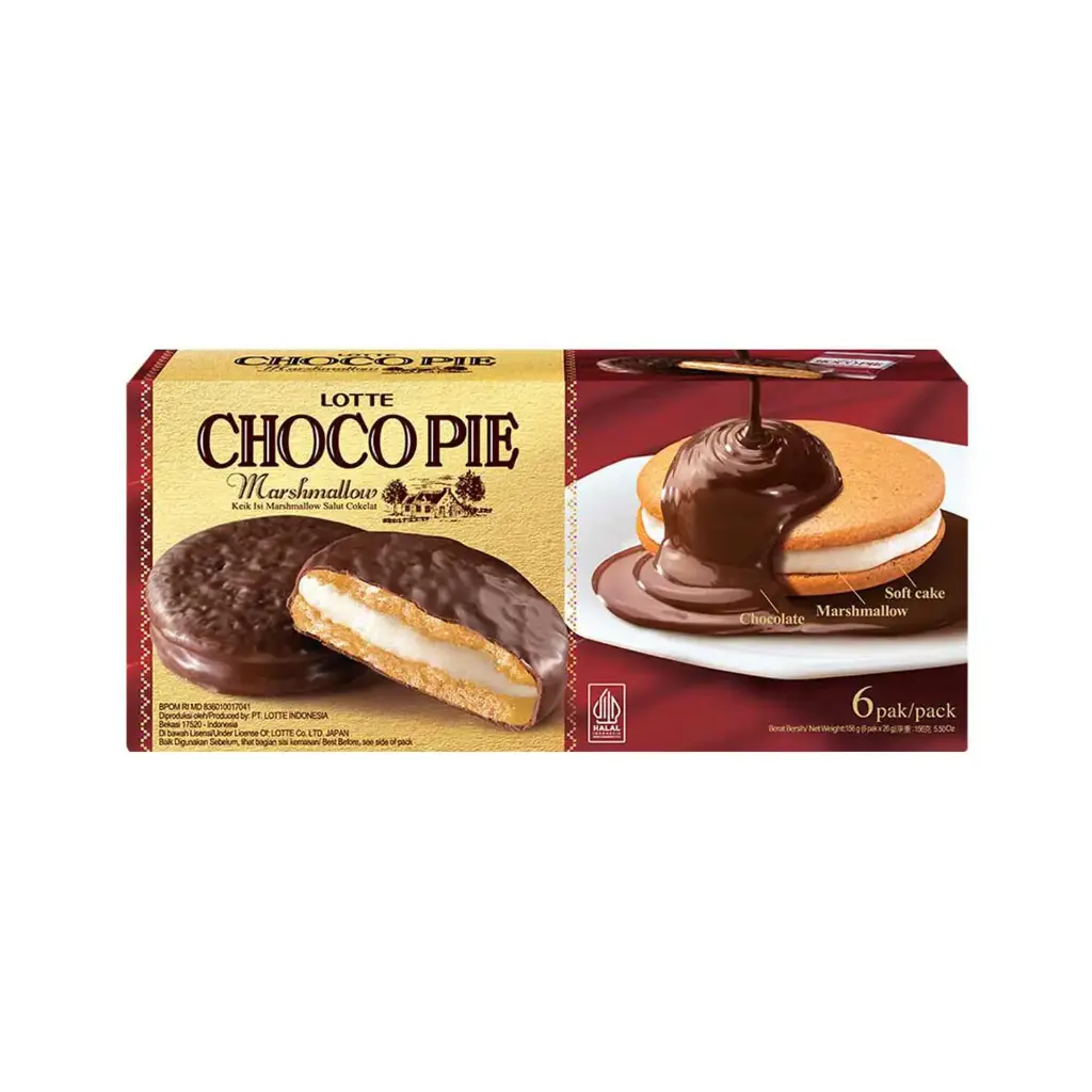 Lotte choco pie marsmallow 6's 156g 