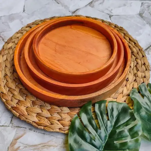 Mahogany Round Tray Plate - Diameter 12 cm