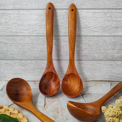Teak Wood Vegetable Ladle 26 x 6 cm