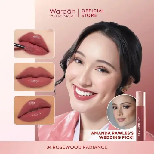 WARDAH Glasting Liquid Lip - High-Pigmented Glass Color, Lightweight, Non-Sticky, Long-Lasting Waterproof - 04 Rosewood Radiance