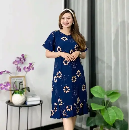 فستان الأميرة داستر بسحاب أمامي من الرايون الفاخر - أزرق داكن